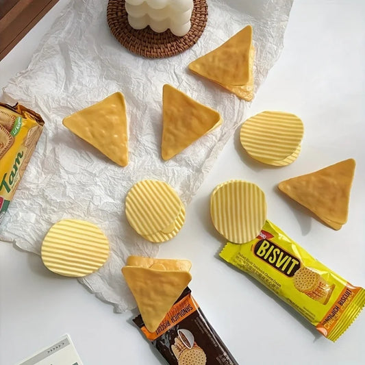 4PCS Chip-Shaped Food Bag Clip Versatile Fresh-Keeping Sealed Clip for Snack Bags Bills Documents Durable Fun Kitchen Organizers