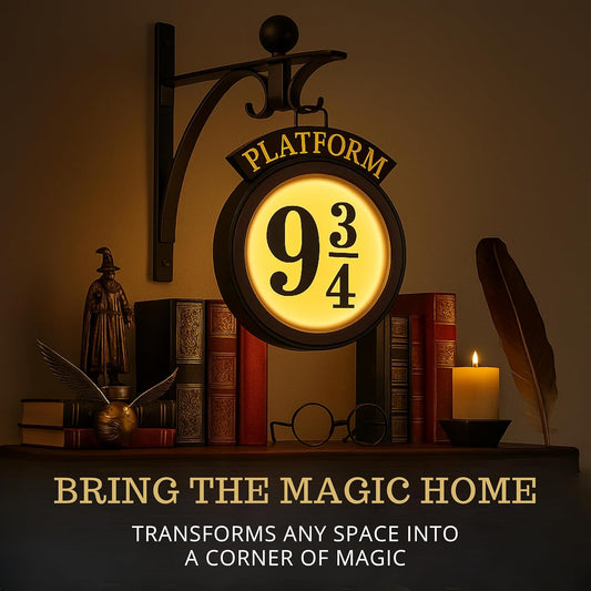 9¾ Platform Hanging Night Light – Platform 9 3/4 Light LED Wall Mount Lamp with Remote Magic Wall Decor for Bedroom Living Room or Patio Decorative Lighted Wall Sign for Fantasy-Themed Room or Gift
