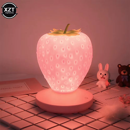 Led Energy-Saving Lamp Children with Sleeping Night Light Fun USB Charging Strawberry Shape Lamp Touch Switch Bedroom Decoration